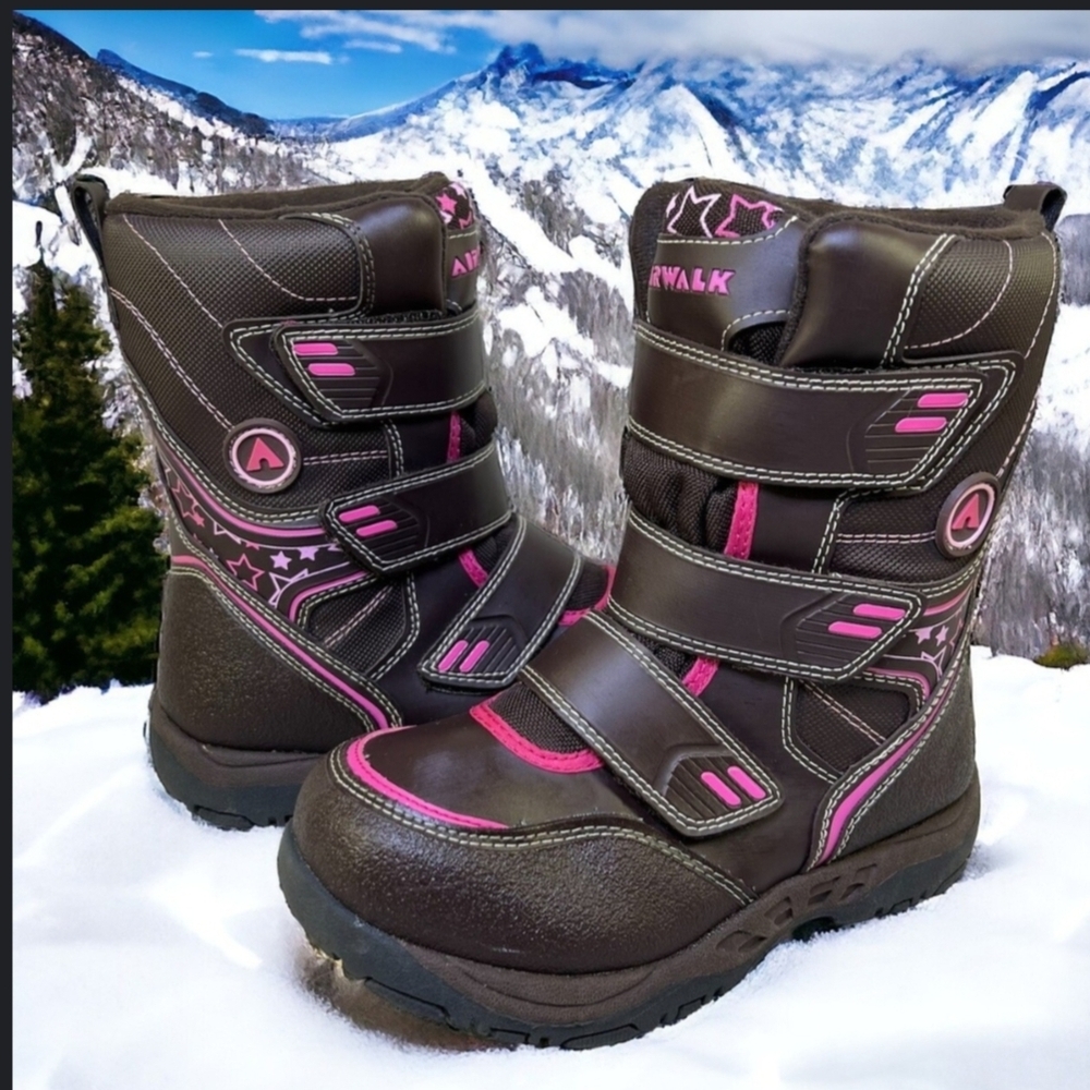 Airwalk Girls Winter Snow Boots  Brown and Pink Size 11